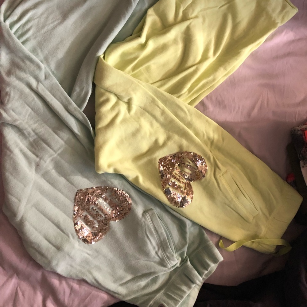 Victoria’s Secret sequined heart sweatpants